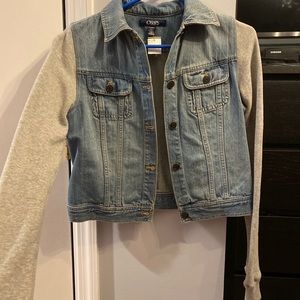 Chaps Ralph Lauren Jean jacket with grey sweatshirt sleeves XS Girls